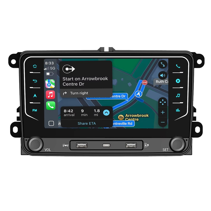 ESSGOO Android 14 Autoradio mit 7 Zoll Display, 64GB, Schwarz, für VW Golf 5/6, Passat, Polo 6R, Touran, Tiguan, Caddy, EOS, Jetta sowie Seat und Skoda, mit kabellosem CarPlay, Android Auto, GPS, WiFi, Bluetooth und USB - Bild 6