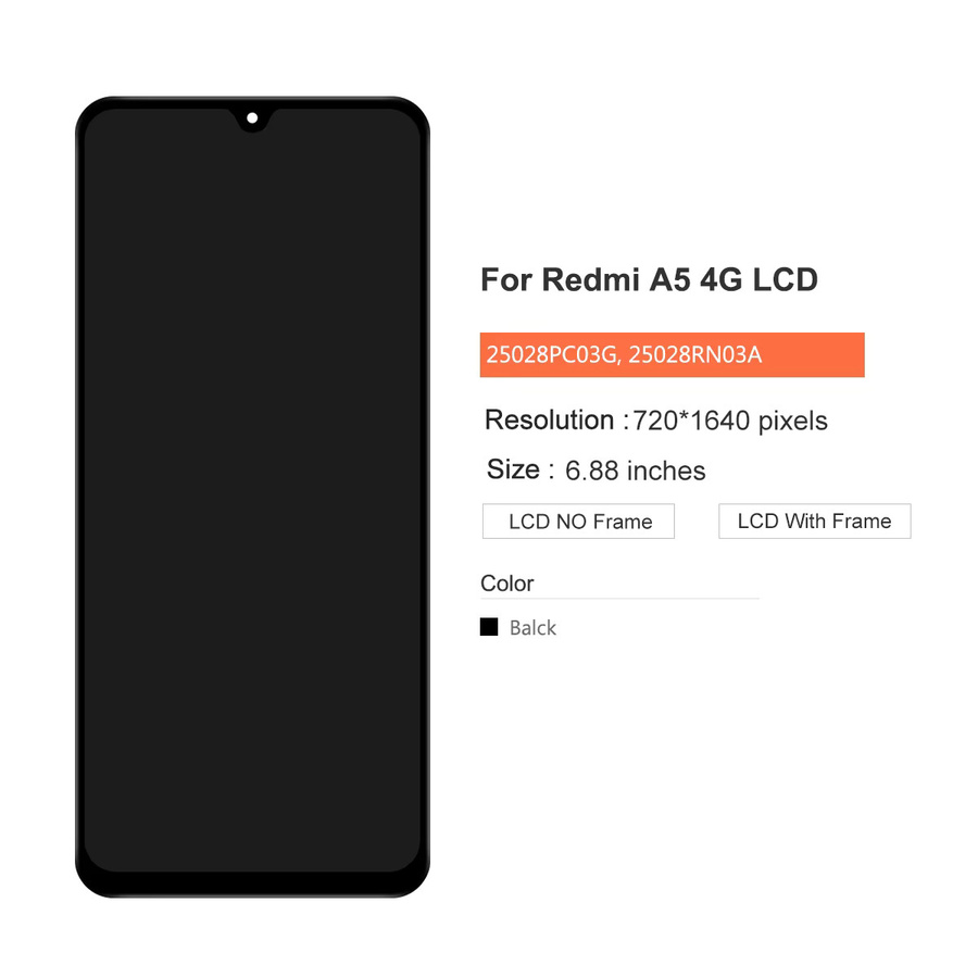 Xiaomi Redmi A5 4G Ersatzbildschirm mit 6,88 Zoll LCD-Display und Touchscreen-Digitizer-Einheit in Schwarz (25028PC03G 25028RN03A) - Bild 3