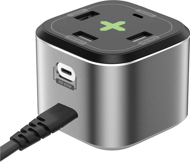 Celly GAN Ladegerät mit USB-A und USB-C Anschlüssen 65W in Silber - Bild 1