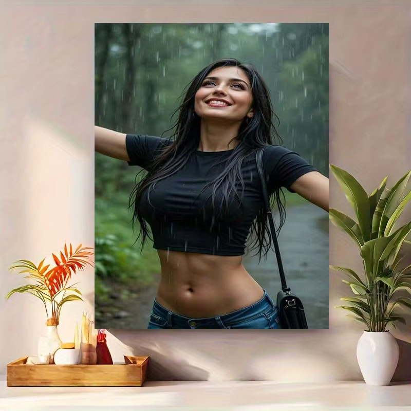 Modernes Metall-Wandbild HELLOYOUNG Frauenporträt in Schwarz und Multicolour als ungerahmte Wandkunst für dein Zuhause oder Büro - Bild 1