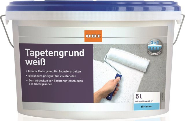 OBI Tapetengrund Weiß matt wasserbasiert und lösungsmittelfrei 5 l - Bild 1