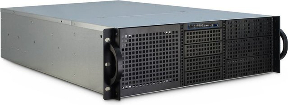 Inter-Tech IPC 3U-30255 Server-Gehäuse in Schwarz und Grau, 3HE Rackgehäuse für SSI EEB und E-ATX mit USB-A und USB-C Anschlüssen - Bild 2