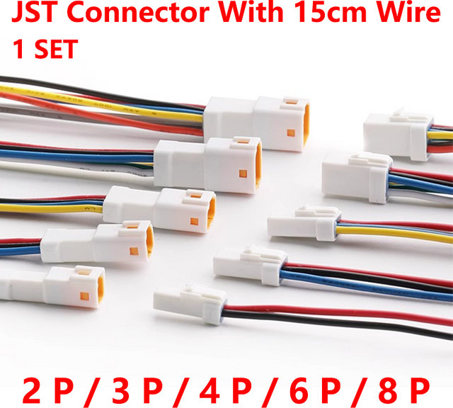 Wasserdichte JST Drahtstecker und Buchsen mit Kabel, 0,6 mm, Farbe: Weiß - Bild 1
