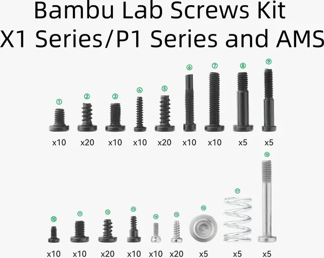 Bambu Lab Original Schrauben Kit für X1, P1 und A1 Serie sowie AMS Lite Top Mount in Schwarz - Bild 1