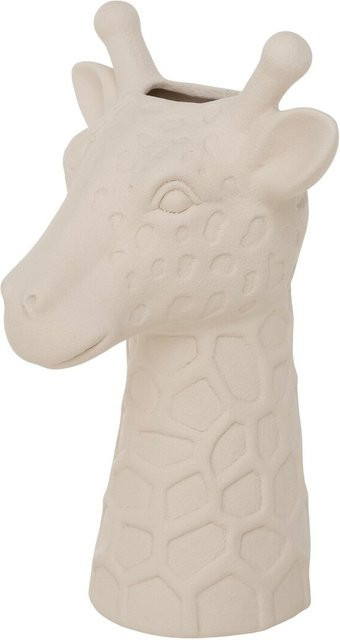 Vase GIRAFFE aus Steingut in Creme und Beige, Höhe: 26,0 cm, Breite: 17,0 cm, Tiefe: 16,0 cm - Bild 1