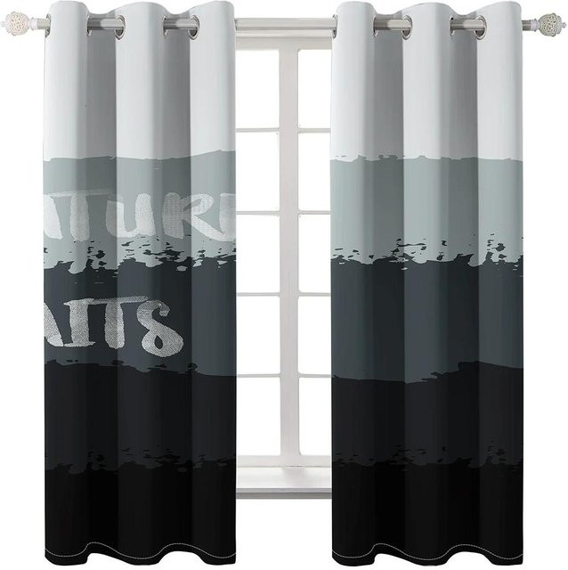 Hochverdunkelnder Vorhang im japanischen Stil von Yiran Furniture, Grau, B: 55 cm, H: 120 cm - Bild 1