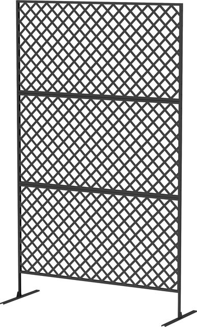 Outsunny Raumteiler 3-teilig aus Stahl in Schwarz mit Gitterdesign, freistehender Sichtschutz für Outdoor, B/T/H: 122 x 45 x 198 cm - Bild 1