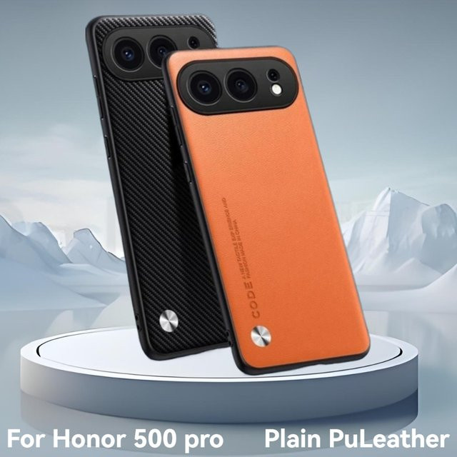 Stoßfeste Handyhülle mit Business-Lederstruktur für Honor 500 Pro und Honor 500 aus mattem PU und TPU in Gelb und Orange - Bild 1