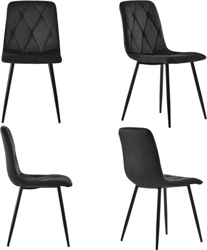 4er Set Esszimmerstühle von Aosom mit Samtoptik und Metallgestell in Schwarz, moderne Essstühle für Esszimmer, Küche oder Home-Office, B/T/H: 40 x 45 x 86 cm - Bild 1