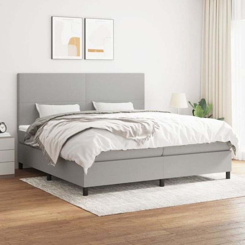 vidaxl Boxspringbett mit Matratze aus Stoff in Grau B/T/H: 200 x 200 x 128 cm - Bild 1