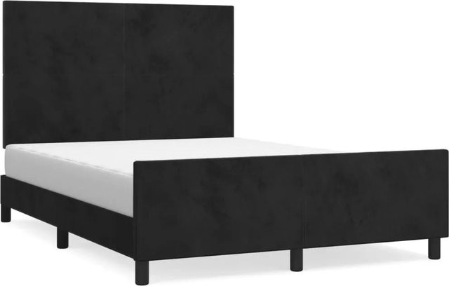 vidaXL Bettgestell mit Kopfteil in Schwarz aus Samt, B/T/H: 140 x 200 x 146 cm - Bild 1