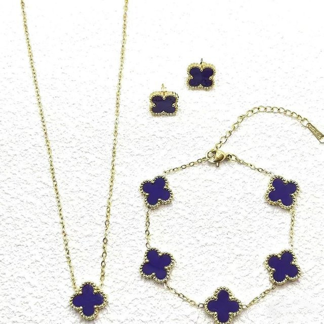Chose One Schmuck-Set Kleeblatt, Edelstahl, Gold, Unisex - Bild 1