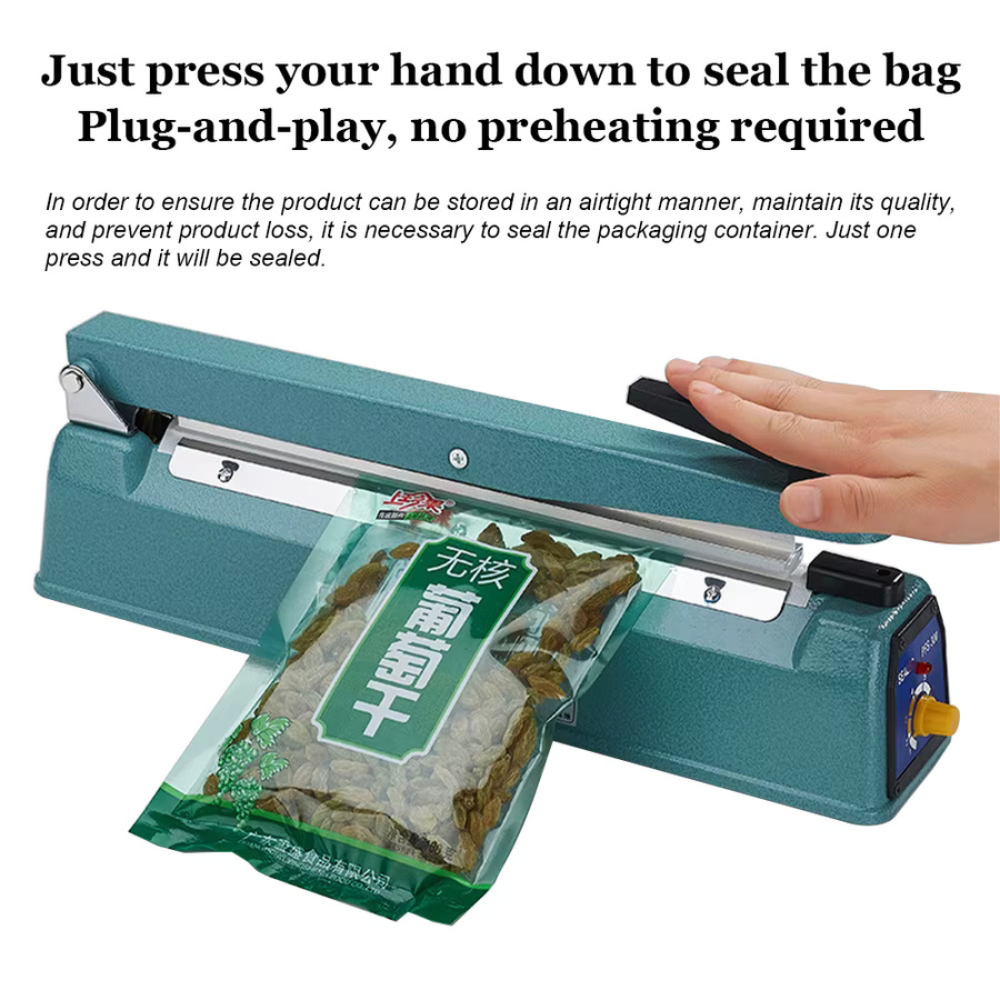 Handbetriebene Versiegelungsmaschine zur Impulsversiegelung und Schrumpfversiegelung für Verpackungsbeutel in Blau, Breite: 20 cm, 30 cm oder 40 cm - Bild 2