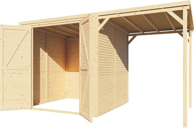 Bertilo Holz-Gartenhaus Box 3 Plus Natur aus Massivholz mit Sicherheitsglas und Zylinderschloss, B: 373 cm, T: 202 cm - Bild 1