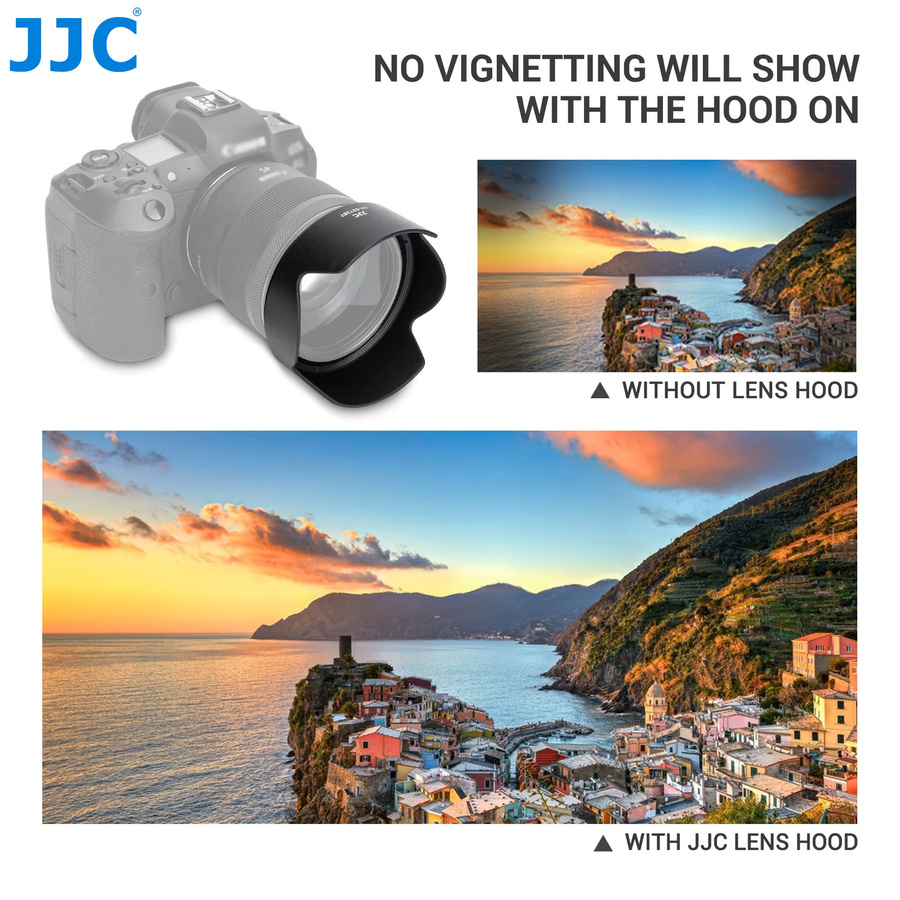 JJC ES-73B Reversierbare Gegenlichtblende in Schwarz für Canon RF 45mm F1.2 STM Objektive - Bild 2