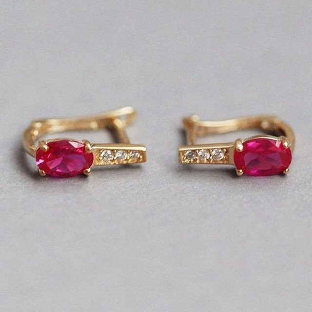 Yiran Jewelry Ohrringe, Rubin, Diamant, Zirkonia, Gold, Damen - Bild 1