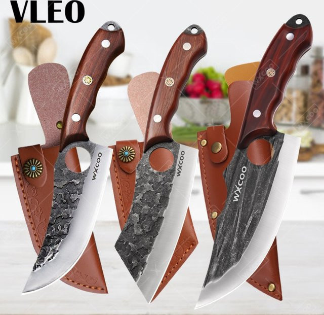VLEO Japanisches Ausbeinmesser handgeschmiedet mit Holzscheide - Bild 1