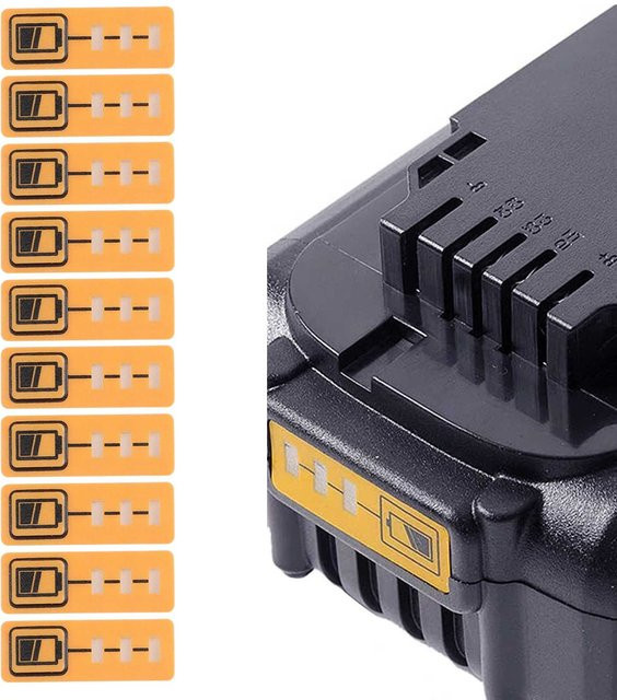 10 Stück LED Schlüssel Aufkleber Label Tags für DeWalt 18V und 14,4V Li-Ion Akkus, passend für DCB182 und DCB140 - Bild 1