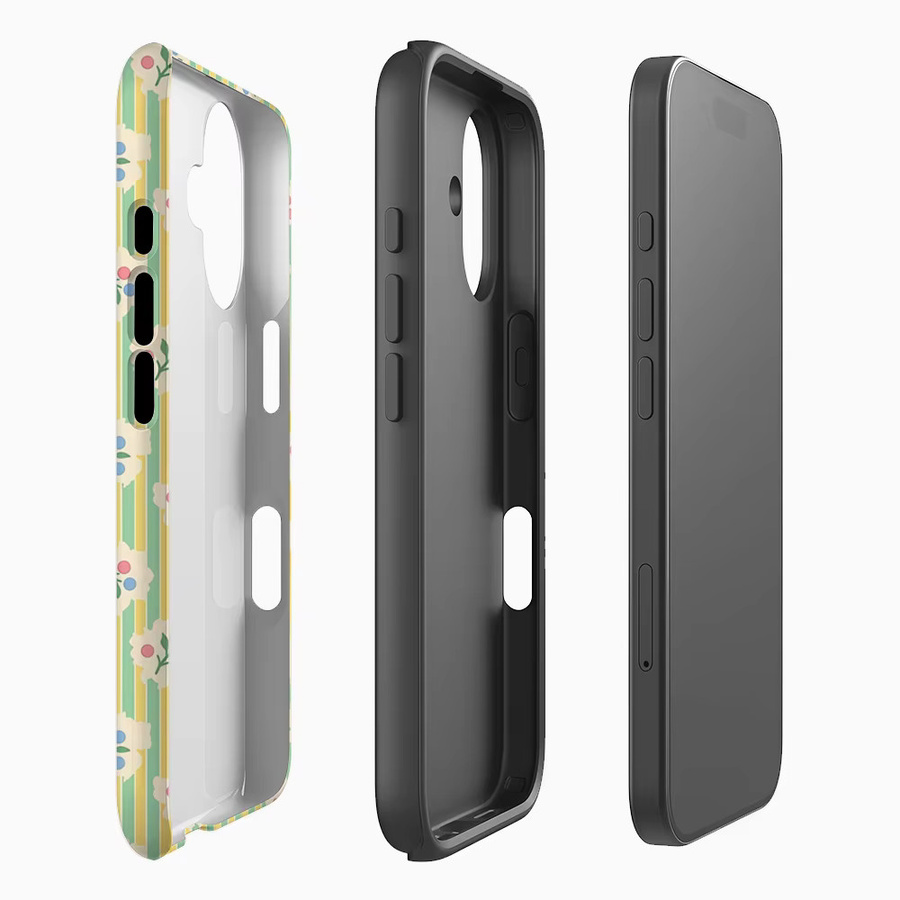 Handyhülle Vintage Floral & Berry Stripes für iPhone 17 16 15 14 13 12 Pro Max Plus mit doppelschichtiger Rückseite in Multicolour - Bild 2