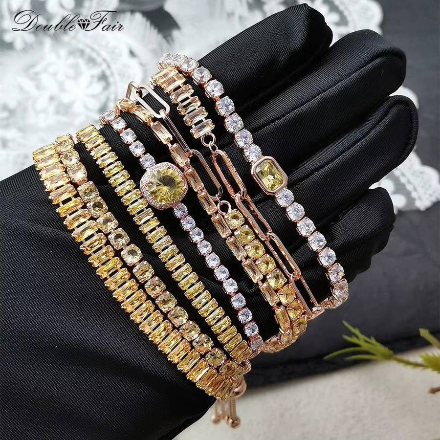 DOUBLE FAIR Tennis Armband, Gold, Zirkonia, Damen - Bild 2