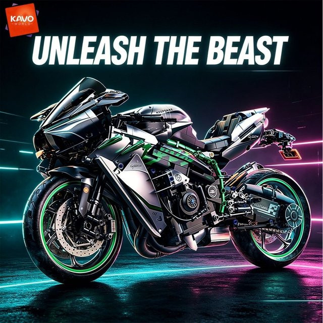 KAVOWORLD Sport-Superbike-Modell, Motorrad-Bausteine-Set, 1:5 Maßstab - Bild 1
