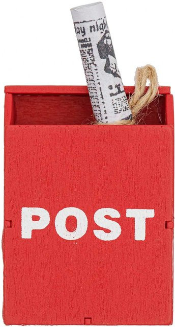 Rico Design Miniatur Briefkasten mit Zeitung Wichteltür aus Holz Rot - Bild 1