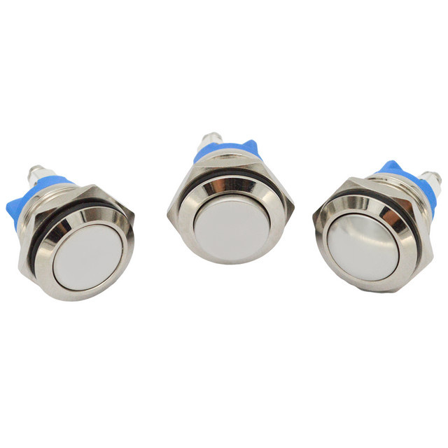 YNIEDER Metall Druckschalter 12mm Silber Wasserdicht Momentary 1NO mit Schraubanschluss - Bild 1