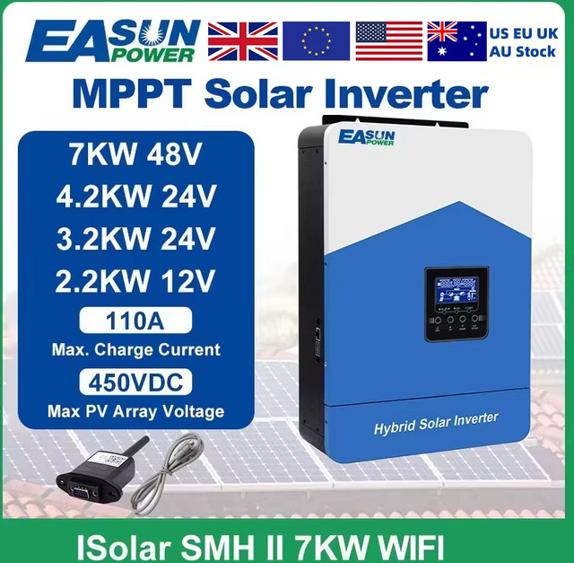 Easun Hybrid Solar-Wechselrichter-Ladegerät mit MPPT und reiner Sinuswelle für 12 V 24 V 48 V Systeme - Bild 1
