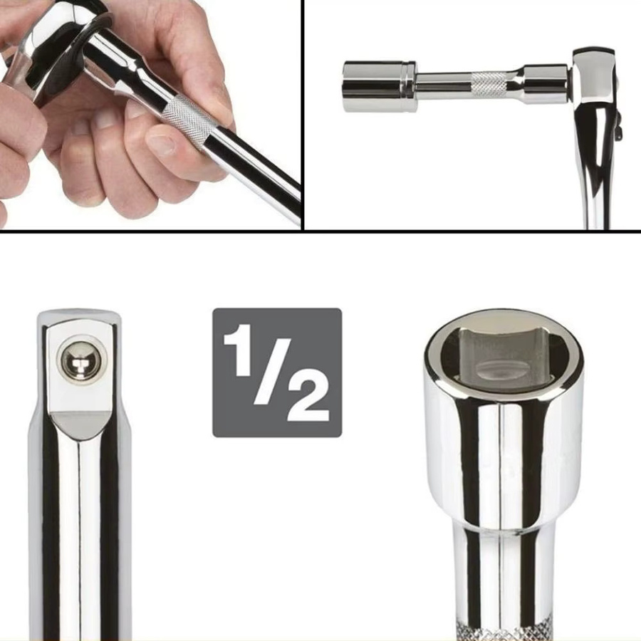 Verlängerungsstange für Ratsche und Steckschlüssel mit 3/8 Zoll und 1/2 Zoll Schaft in Silber - Bild 4
