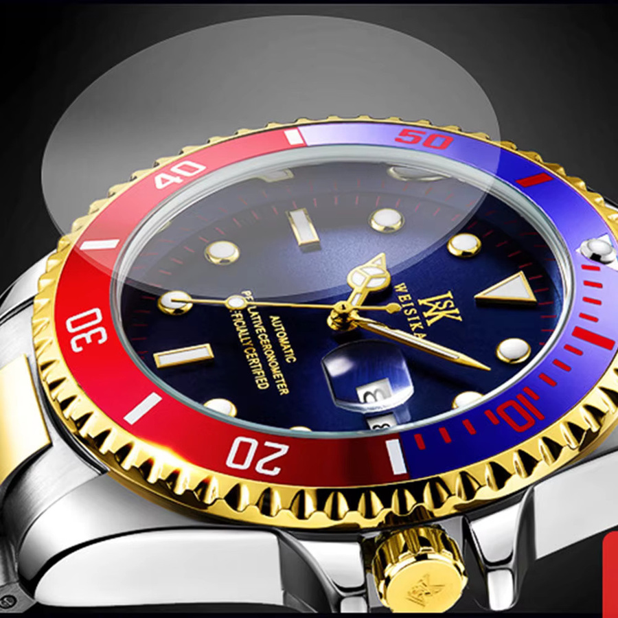 WEISIKAI Armbanduhr Automatik, Edelstahl, Blau, Herren - Bild 4