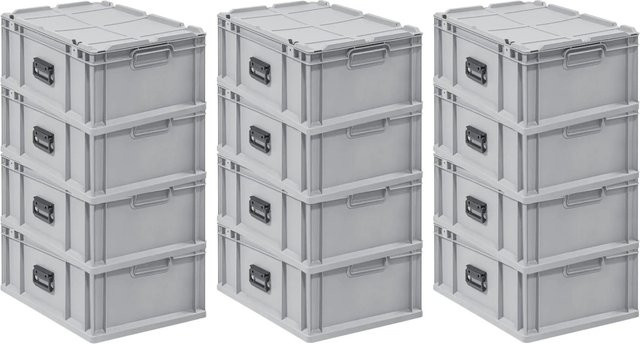 PROREGAL Spar Set 12x Eurobox Nextgen Portable Transportbehälter Grau H x B x T: 23,5 x 40 x 60 cm, 44 Liter - Bild 1