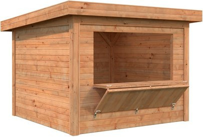 PALMAKO Marktstand Lenna Set 304 aus Fichtenholz in Braun mit Pultdach B/T/H: 300 x 300 x 245 cm - Bild 1