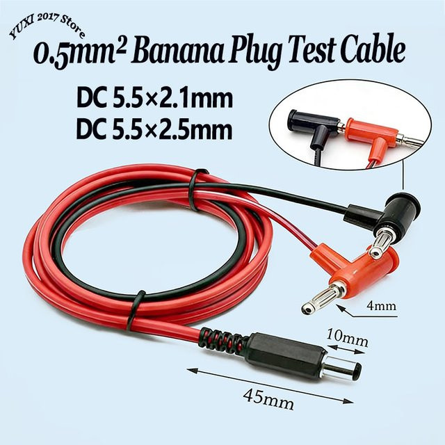 YuXi Power Adapter Kabel mit DC 5,5x2,1/2,5mm Stecker auf 4mm Bananenstecker, Rot, Länge: 1 m - Bild 1
