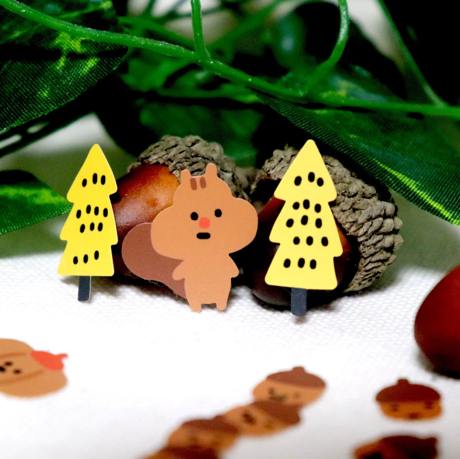 BONITO Kawaii Eichhörnchen und Eichel Aufkleber aus mattem Papier für Scrapbooking und Journaling in Multicolour - Bild 3
