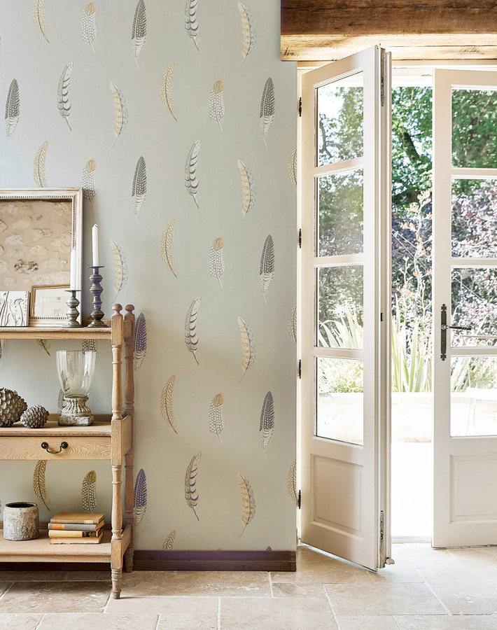 Sanderson Tapete Lismore Non-Woven mit botanischem Animal-Print in Silber und Grau - Bild 1