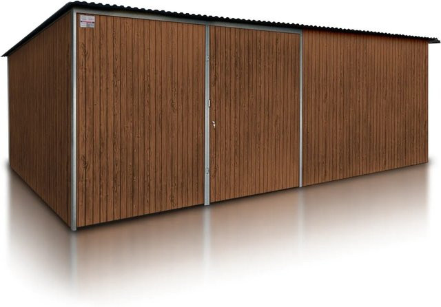 Liderstal Gerätehaus Basic aus Blech in Braun, B/T/H: 600 x 500 x 213 cm - Bild 1