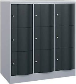 C+P Schließfachschrank Resisto mit 3 Abteilen und 9 Fächern, Weißaluminium/Anthrazitgrau, B: 114,8 cm, T: 64,0 cm, H: 125,5 cm - Bild 1