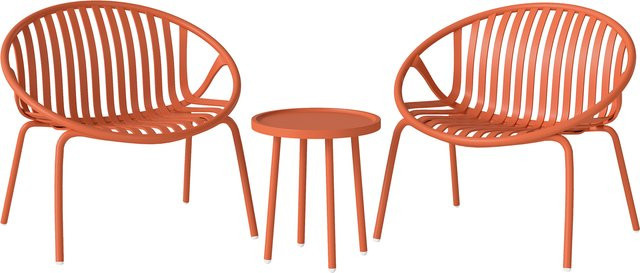 Outsunny 3-teiliges Garten-Bistro-Set aus Stahl und Kunststoff in Rot für Terrasse, Balkon und Garten - Bild 1