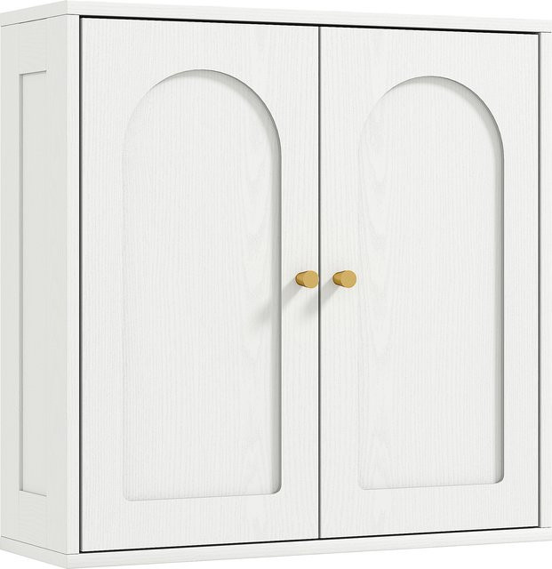 HOMCOM Wandschrank Weiß mit goldenen Griffen, moderner Badezimmerschrank mit Doppeltür, B: 60 cm, T: 20 cm, H: 60 cm - Bild 1