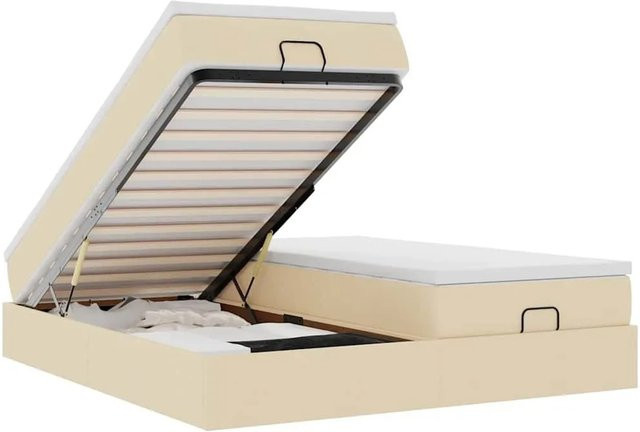 vidaXL Ottoman-Bett mit Matratze in Creme und Beige, modernes Polsterbett mit Lift-up-Funktion, B/T/H: 160 x 200 x 23,5 cm - Bild 1