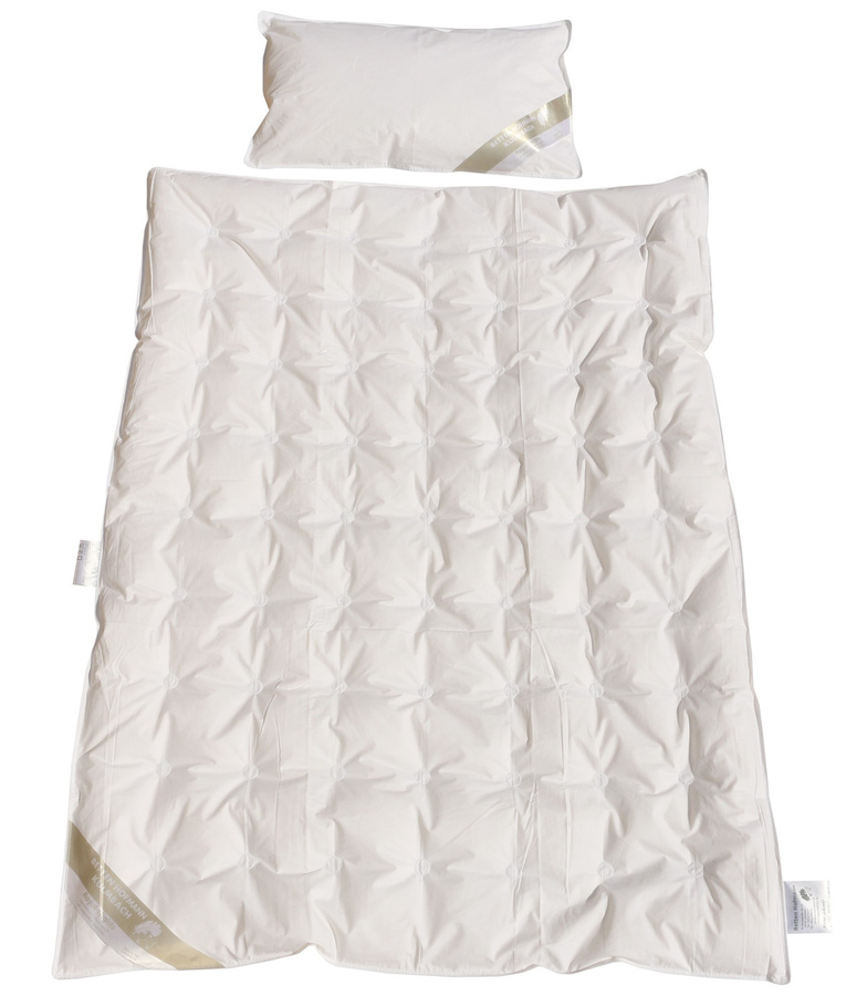 Frankenstolz Sommer Set für Baby und Kinder mit Daunenbettdecke und Kissen in Weiß, B/T/H: 100 x 135 cm und 40 x 60 cm - Bild 1