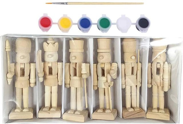 6er Set Weihnachts-Nussknacker aus Holz in Beige, TOMTOP JMS Ornament Figuren für die Weihnachtsdekoration, Höhe: 12 cm - Bild 1