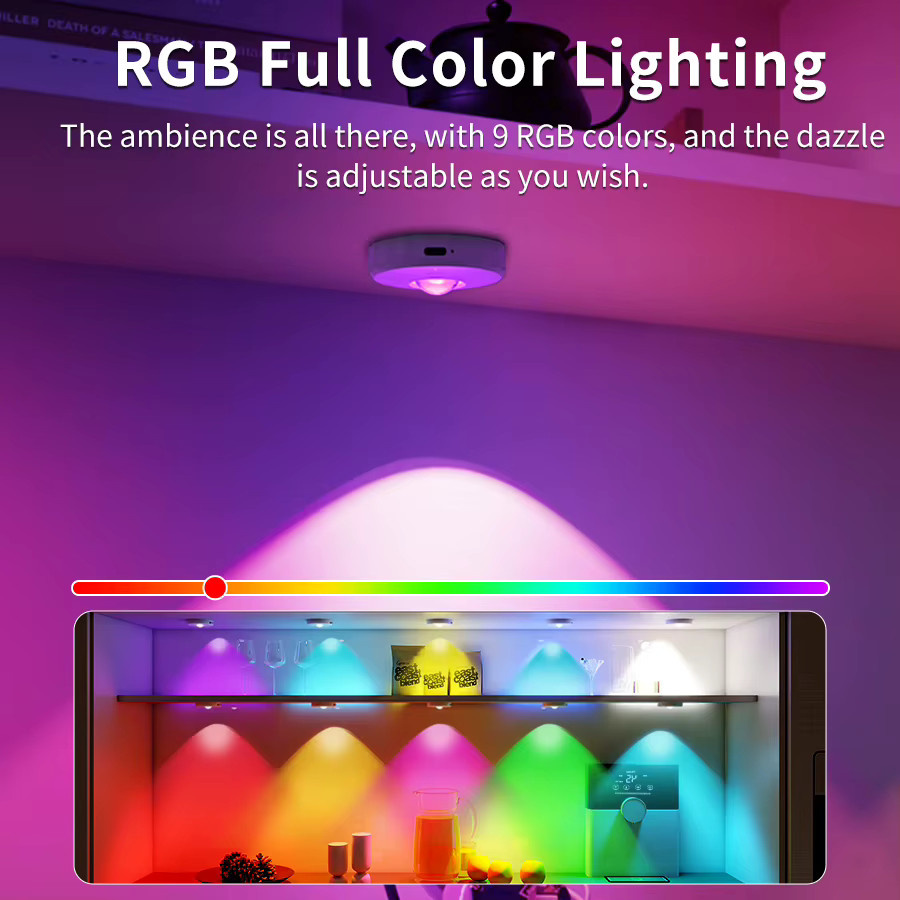 AVACOM Magnetisches LED-Nachtlicht mit Fernbedienung, RGB Multicolor, USB wiederaufladbar, ideal für Schrank, Vitrine und Dekoration - Bild 3