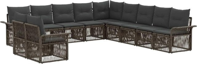 vidaXL Gartensofa-Set 11-tlg. in Grau aus Poly-Rattan mit Polsterung und Kissen für Garten und Terrasse - Bild 1