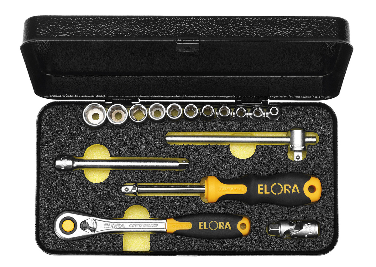 Elora Steckschlüssel-Satz 1/4 Zoll, 16-teilig, 4-13 mm, Silber - Bild 1