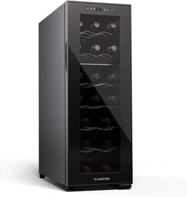 Klarstein Shiraz 18 Duo Weinkühlschrank mit 2 Zonen, 53 l Fassungsvermögen für 18 Flaschen, Schwarz - Bild 1