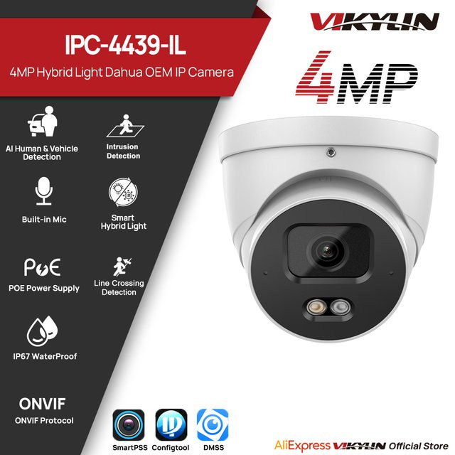 VIKYLIN 4MP IP-Sicherheitskamera für den Außenbereich mit Dual-Licht, Mikrofon und Bewegungserkennung in Weiß - Bild 1