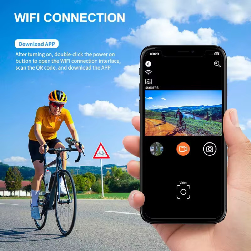 luxuglow Action Kamera 4K HD 60FPS in Schwarz für Motorrad, Fahrrad und Helm als Sport DV Video Recorder und Dash Cam - Bild 2