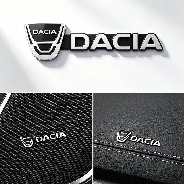 Dacia Aluminium Auto-Audio-Emblem-Aufkleber Lautsprecher-Dekoration in Silber für Duster Sandero Bigster Dokker Jogger Logan Stepway Lodgy (5/10 Stück) - Bild 1