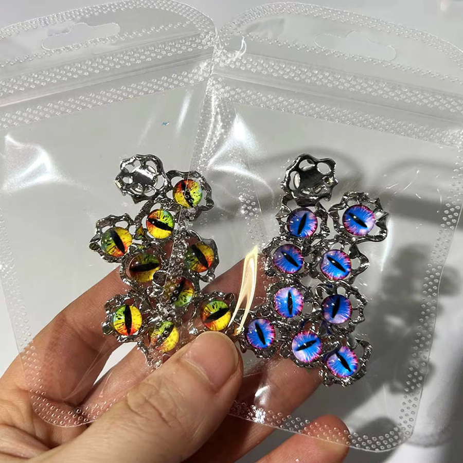 Aolly Nagel Charms Teufelsauge, 10 Stück, Blau/Gelb/Rot, Strass Metall - Bild 2